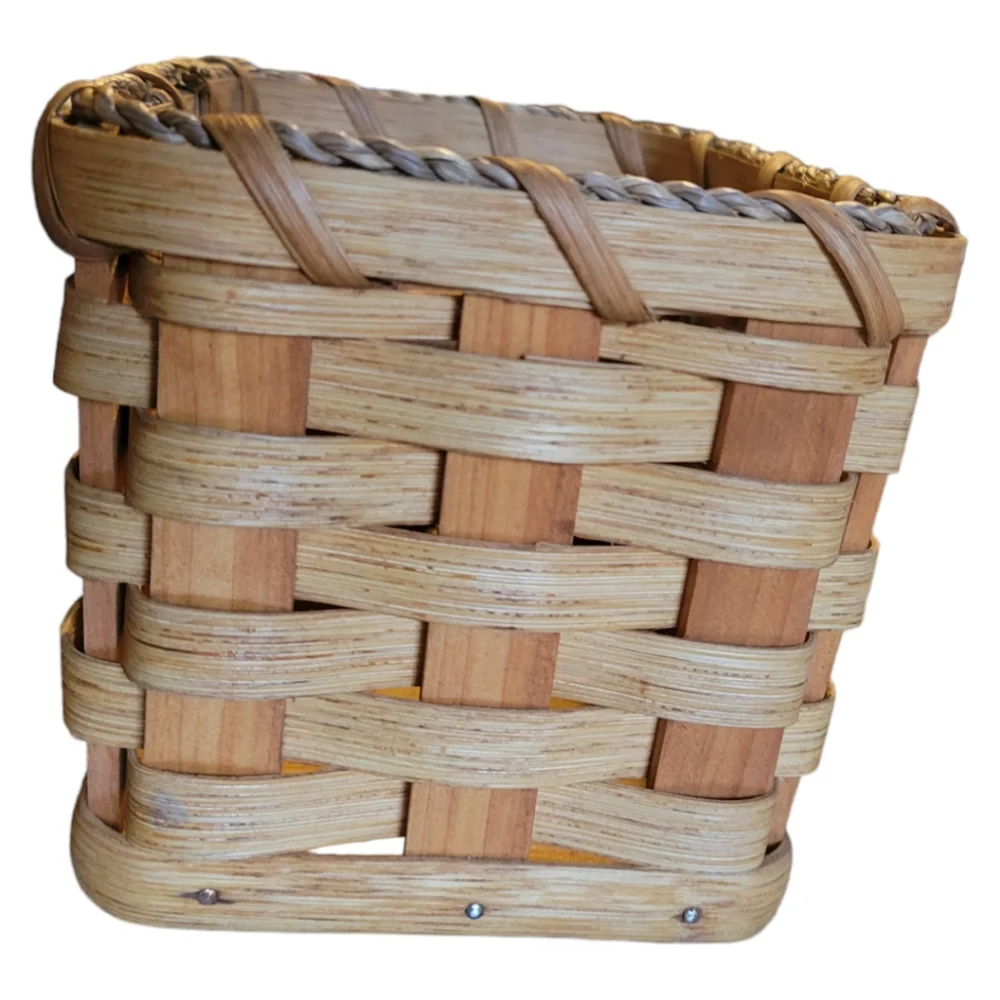 Vtg 2017 Amish Hand Woven Rectangular Wooden Basket By Samuel R Mast